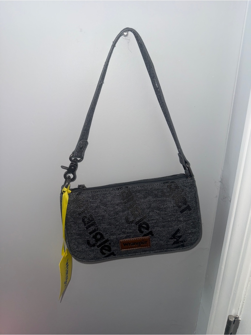 Wrangler Gray Mini Shoulder Bag with Logo Patch